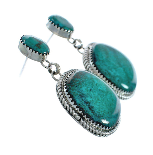 Navajo Turquoise Sterling Silver Post Dangle Earrings X10527